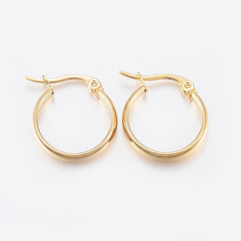 304 Stainless Steel Hoop Hypoallergenic Earrings, Ring, Golden 18mm 304 Stainless Steel Hoop Hypoallergenic Earrings, Ring, Golden 18mm