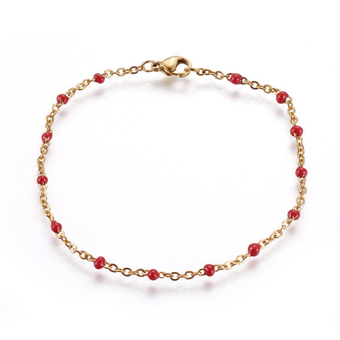 304 Stainless Steel Jewelry Bracelets, with Enamel, Red (20 CM) 304 Stainless Steel Jewelry Bracelets, with Enamel, Red (20 CM)
