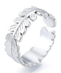 Stainless Steel 304 Stainless Steel Leaf Cuff Rings, Open Ring 16.5mm 304 Stainless Steel Leaf Cuff Rings, Open Ring 16.5mm