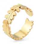 ION Gold Plated 304 Stainless Steel Leaf Cuff Rings, Open Ring 16.5mm 304 Stainless Steel Leaf Cuff Rings, Open Ring 16.5mm