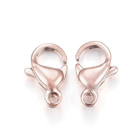 304 Stainless Steel Lobster Claw Clasps, Rose Gold, 12mm 304 Stainless Steel Lobster Claw Clasps, Rose Gold Size: about 12mm long, 7mm wide, 3.5mm thick, hole: 1.5mm.