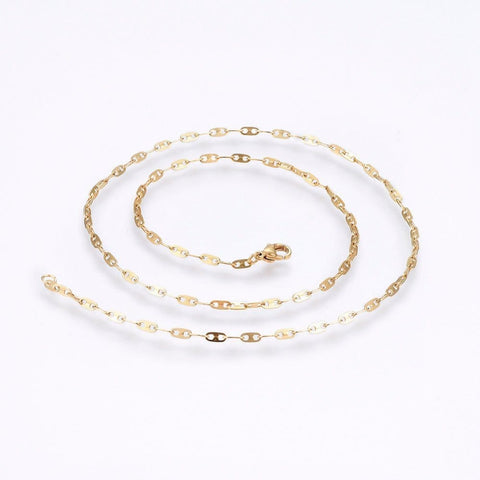 304 Stainless Steel Mariner Link Chain Necklaces, Golden (50cm) 304 Stainless Steel Mariner Link Chain Necklaces, Golden Size: about 19.68''(50cm) long, 1.4mm wide, 0.2mm thick.