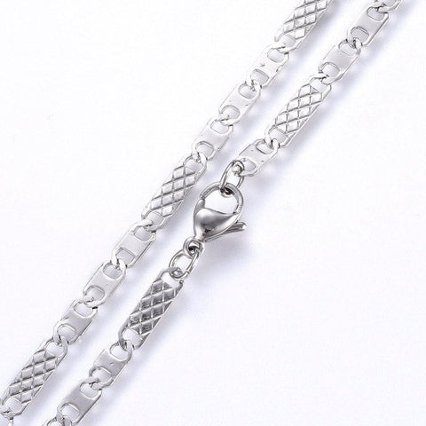 304 Stainless Steel Mariner Link Chains Necklaces, Stainless Steel Color (50cm) long 304 Stainless Steel Mariner Link Chains Necklaces, Stainless Steel Color Size: about 19.68"(50cm) long, 3.5mm wide, links: 7.5~12.5x3.5x0.6mm