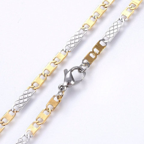 304 Stainless Steel Mariner Link Necklaces, Golden & Stainless Steel Color, 50cm 304 Stainless Steel Mariner Link Chains Necklaces, Golden & Stainless Steel Color Size: about 19.68"(50cm) long, 3.5mm wide, links: 7.5~12.5x3.5x0.6mm