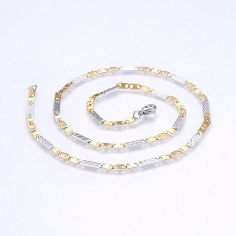 304 Stainless Steel Mariner Link Necklaces, Golden & Stainless Steel Color, 50cm 304 Stainless Steel Mariner Link Chains Necklaces, Golden & Stainless Steel Color Size: about 19.68"(50cm) long, 3.5mm wide, links: 7.5~12.5x3.5x0.6mm