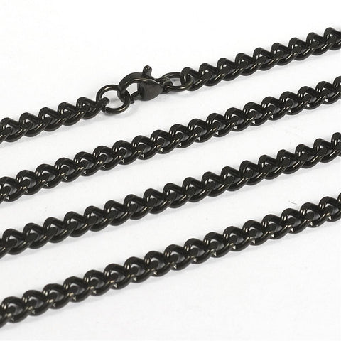 304 Stainless Steel Necklaces, Curb Chain Necklaces, Gunmetal, 74.9cm 304 Stainless Steel Necklaces, Curb Chain Necklaces, with Lobster Claw Clasps, Faceted, Gunmetal Size: about 29.5"(74.9cm) long, 4.5mm wide, 2mm thick, links: 5.5x4.5x1mm