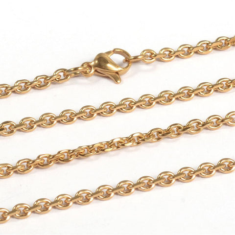 304 Stainless Steel Necklaces, Faceted, Golden, 74.9cm 304 Stainless Steel Necklaces, Cable Chain Necklaces, with Lobster Claw Clasps, Faceted, Golden Size: about 29.5"(74.9cm) long, 2.5mm wide, links: 3.5x2.5x0.8mm.