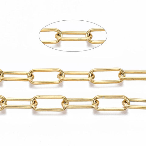 304 Stainless Steel Paperclip Chains, Oval, Golden 17mm long 304 Stainless Steel Paperclip Chains, Oval, Golden 17mm long