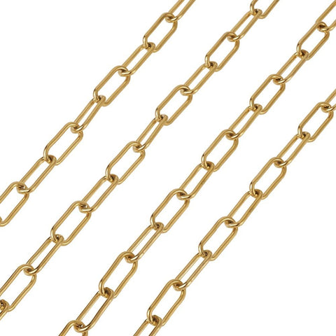 304 Stainless Steel Paperclip Chains, Unwelded, Golden 7mmx17mm 304 Stainless Steel Paperclip Chains, Unwelded, Golden 7mmx17mm