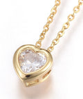 GOLDEN 304 Stainless Steel Pendant Necklaces, Heart, Clear (45cm) 50mm 304 Stainless Steel Pendant Necklaces, Heart, Clear (45cm) 50mm