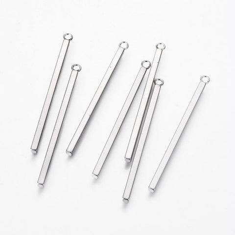 STAINLESS STEEL 304 Stainless Steel Pendants, Bar, 3mm wide, 43mm 304 Stainless Steel Pendants, Bar, Stainless Steel Color Size: about 3mm wide, 43mm long, 2mm thick, hole: 1.8mm.