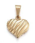 304 Stainless Steel Pendants, Heart, Golden 15MM 304 Stainless Steel Pendants, Heart, Golden Size: about 15mm wide, 15mm long, 3.5mm thick, hole: 5x7mm.
