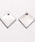 304 Stainless Steel Pendants, Rhombus, 14mm wide, 17mm long 304 Stainless Steel Pendants, Rhombus, Tag Pendants, Stainless Steel Color Size: about 14mm wide, 17mm long, 1mm thick, hole: 1.5mm.
