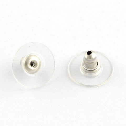 304 Stainless Steel Plastic Earring Ear Nuts, 11.5mm 304 Stainless Steel Plastic Earring Ear Nuts, Stainless Steel Color Size: about 11.5mm long, 6mm thick, hole: 0.8mm.