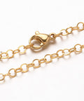 304 Stainless Steel Rolo Chain Necklaces, Golden (44.9cm) 304 Stainless Steel Rolo Chain Necklaces, with Lobster Clasps, Golden Size: about 17.71"(44.9cm) long, link: 3x0.2mm.