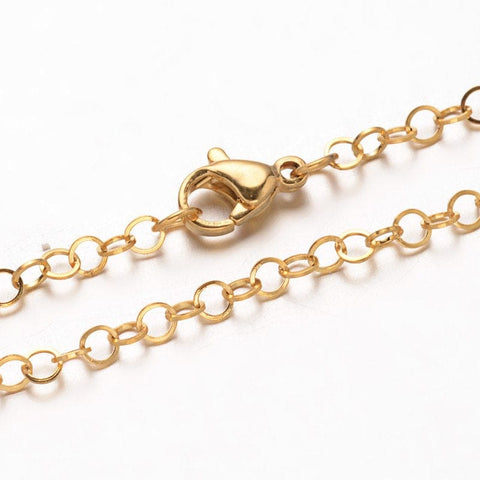 304 Stainless Steel Rolo Chain Necklaces, Golden (44.9cm) 304 Stainless Steel Rolo Chain Necklaces, with Lobster Clasps, Golden Size: about 17.71"(44.9cm) long, link: 3x0.2mm.