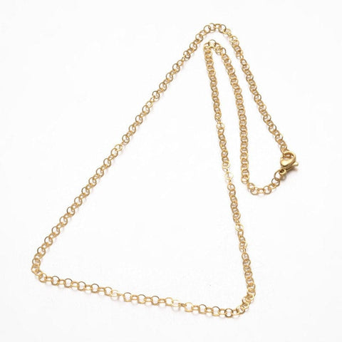 304 Stainless Steel Rolo Chain Necklaces, Golden (44.9cm) 304 Stainless Steel Rolo Chain Necklaces, with Lobster Clasps, Golden Size: about 17.71"(44.9cm) long, link: 3x0.2mm.