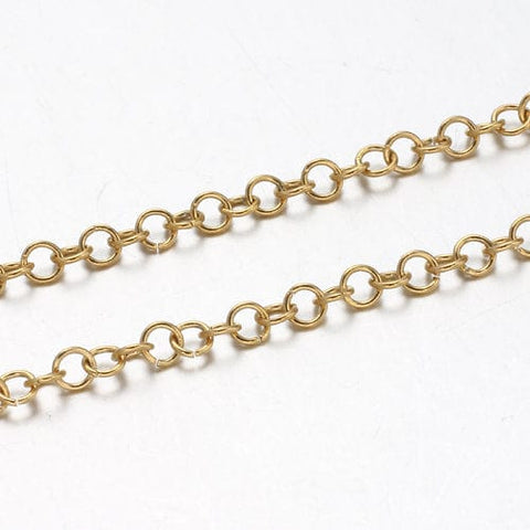 304 Stainless Steel Rolo Chains, Golden 3.5mm wide 304 Stainless Steel Rolo Chains, Golden 3.5mm wide