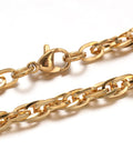 304 Stainless Steel Rope Chain Bracelets, Golden, 215mm 304 Stainless Steel Rope Chain Bracelets, with Lobster Clasps, Golden Size: about 8-1/2"(215mm) long, 4mm wide