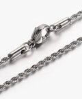 304 Stainless Steel Rope Chain Necklaces,2mm wide (50cm) long 304 Stainless Steel Rope Chain Necklaces, Stainless Steel Color Size: about 2mm wide, 23.6"(59.9cm) long; links; 3.5x2x0.2mm.