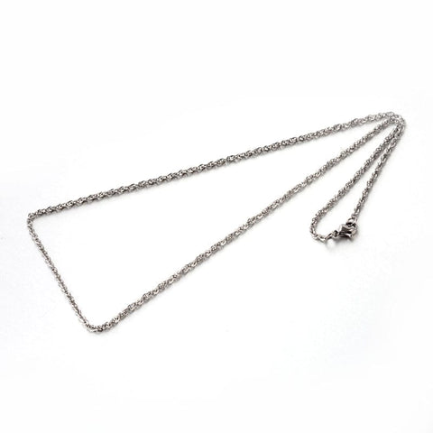 304 Stainless Steel Rope Chain Necklaces, 59.9cm 304 Stainless Steel Rope Chain Necklaces, Stainless Steel Color Size: about 2mm wide, 23.6"(59.9cm) long; links; 3.5x2x0.2mm.