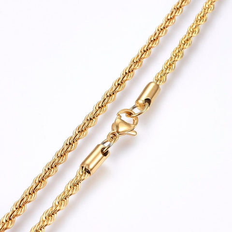 304 Stainless Steel Rope Chain Necklaces, Golden, 50cm 304 Stainless Steel Rope Chain Necklaces, Golden, 50cm