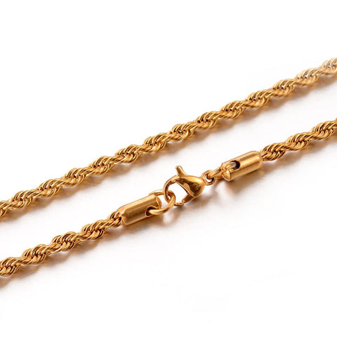 304 Stainless Steel Rope Chain Necklaces, Golden, 50cm 304 Stainless Steel Rope Chain Necklaces, Golden, 50cm