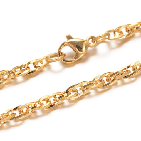 304 Stainless Steel Rope Chain Necklaces, Golden (76cm) 304 Stainless Steel Rope Chain Necklaces, Golden (76cm)