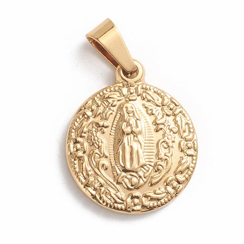 304 Stainless Steel Saint Pendant, Golden 18mm wide 304 Stainless Steel Saint Pendant, Golden 18mm wide