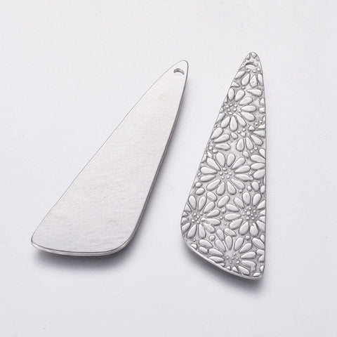 304 Stainless Steel Shape with Flower Motif, 40x13mm 304 Stainless Steel Shape with Flower Motif, 40x13mm