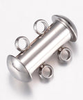 304 Stainless Steel Slide Lock Clasps, 2 Strands, 4 Holes, Tube,10x15mm 304 Stainless Steel Slide Lock Clasps, 2 Strands, 4 Holes, Tube,10x15mm