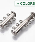304 Stainless Steel Slide Lock Clasps for 3 Strands, Tube, 20x10mm 304 Stainless Steel Slide Lock Clasps for 3 Strands, Tube, 20x10mm