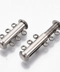 STAINLESS STEEL 304 Stainless Steel Slide Lock Clasps for 3 Strands, Tube, 20x10mm 304 Stainless Steel Slide Lock Clasps for 3 Strands, Tube, 20x10mm