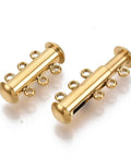 GOLDEN 304 Stainless Steel Slide Lock Clasps for 3 Strands, Tube, 20x10mm 304 Stainless Steel Slide Lock Clasps for 3 Strands, Tube, 20x10mm