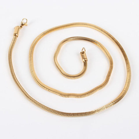 304 Stainless Steel Snake Chain Necklace Makings, Golden Size:(59.9cm) long, 304 Stainless Steel Snake Chain Necklace Makings, Golden Size:(59.9cm) long,
