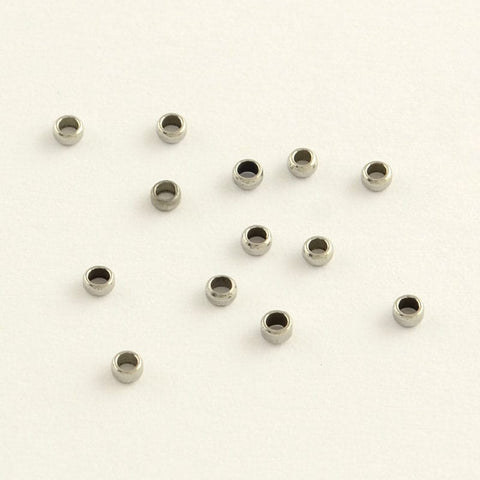 304 Stainless Steel Spacer Beads, Rondelle, 2mm 304 Stainless Steel Crimp Beads, Stainless Steel Color Size: about 2mm in diameter, 1mm thick, hole: 0.5~1mm.
