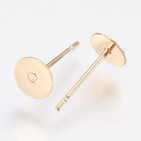 304 Stainless Steel Stud Earring Findings, Golden 12mm 304 Stainless Steel Stud Earring Findings, Golden Size: about 12mm long, 6mm in diameter, pin: 0.8mm