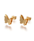 304 Stainless Steel Stud Earrings, Textured, Butterfly, Golden12mm 304 Stainless Steel Stud Earrings, Textured, Butterfly, Golden12mm