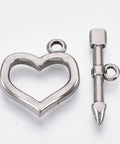 304 Stainless Steel Toggle Clasps, Heart, 20x18mm 304 Stainless Steel Toggle Clasps, Heart, 20x18mm