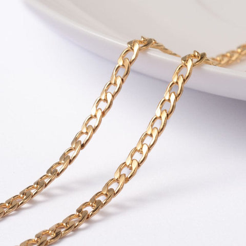 304 Stainless Steel Twisted Chain Curb Chains, Golden 304 Stainless Steel Twisted Chain Curb Chains, Golden