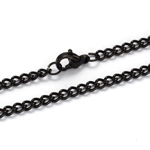 304 Stainless Steel Twisted Curb Chain Necklaces, Gunmetal, 55.5cm 304 Stainless Steel Twisted Chain Curb Chain Necklaces, with Lobster Claw Clasps, Gunmetal Size: about 21.85"(55.5cm) long, 3mm wide, link: 4x3x0.8mm.