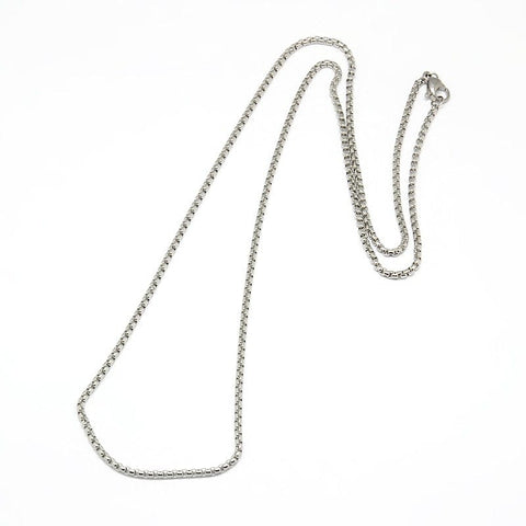 304 Stainless Steel Venetian Chain Necklace 60CM 304 Stainless Steel Venetian Chain Necklace Makings, Stainless Steel Color  Size: about 2mm wide, 23.43"~23.82"(59.5~60.5cm) long, links: 2x2x1.5mm.