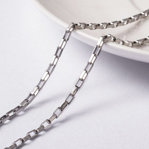 304 Stainless Steel Venetian Chains, Box Chains, Rectangle 304 Stainless Steel Venetian Chains, Box Chains, Rectangle