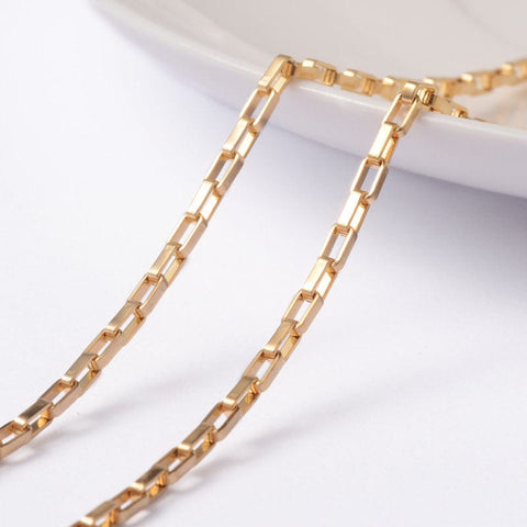 304 Stainless Steel Venetian Chains, Box Chains, Rectangle, Golden 304 Stainless Steel Venetian Chains, Box Chains, Rectangle, Golden