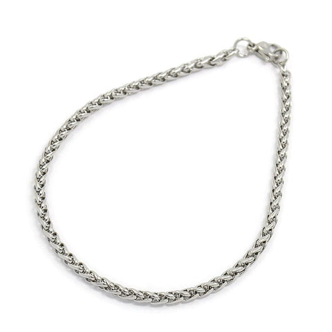 304 Stainless Steel Wheat Chain Bracelet 3mm wide 200mm long 304 Stainless Steel Wheat Chain Bracelet Makings, Stainless Steel Color Size: about 3mm wide, 7-7/8"(200mm) long, links: 3x5x1mm, jump rings: 5x0.5mm, clasps: 6x9mm.