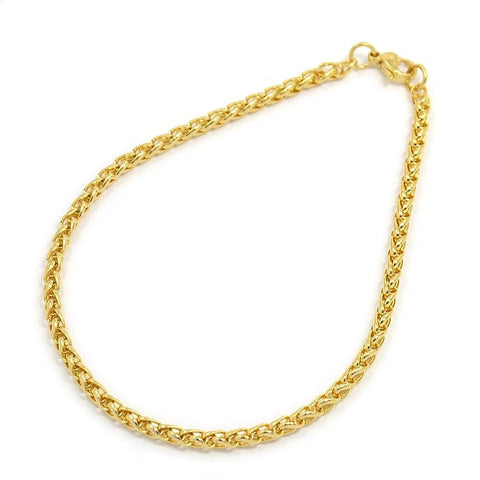 304 Stainless Steel Wheat Chain Bracelet Makings, Golden Size: about 3mm wide, 7-7-8"(200mm) long, 304 Stainless Steel Wheat Chain Bracelet Makings, Golden Size: about 3mm wide, 7-7/8"(200mm) long, links: 3x5x1mm, jump rings: 5x0.5mm, clasps: 6x9mm.