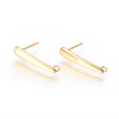 304 Stainless Steel, with Loop, Golden S 20.5mm long Vacuum Plating 304 Stainless Steel Ear Stud Components, with Loop, Golden Size: about 20.5mm long, 4mm wide, hole: 1.8mm, pin: 0.7mm.