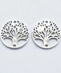316 Stainless Steel Micro Pave Cubic Zirconia Links, Tree of Life, 15mm (2 PCS) 316 Stainless Steel Micro Pave Cubic Zirconia Links, Tree of Life, Clear, Stainless Steel Color Size: about 15mm in diameter, 2mm thick, hole: 1mm.