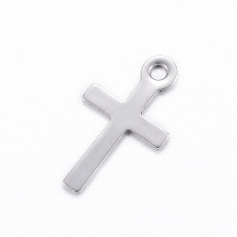 50pcs. 304 Stainless Steel Charms, Cross, Stainless Steel Color, 17mm 50pcs. 304 Stainless Steel Charms, Cross, Stainless Steel Color, 17mm