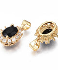 BLACK 5pcs, Brass Micro Pave Cubic Zirconia Charms, 14x11.5mm 5pcs, Brass Micro Pave Cubic Zirconia Charms, 14x11.5mm